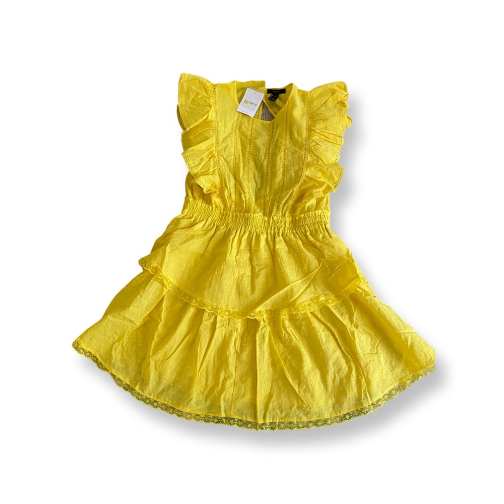 Yellow Ruffled Mini Dress - Picture 3 of 4